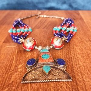 Sterling Silver +Turquoise vintage necklace